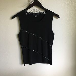 🌸 3/$20 ZIANI COUTURE Black Tank with Rhinestones